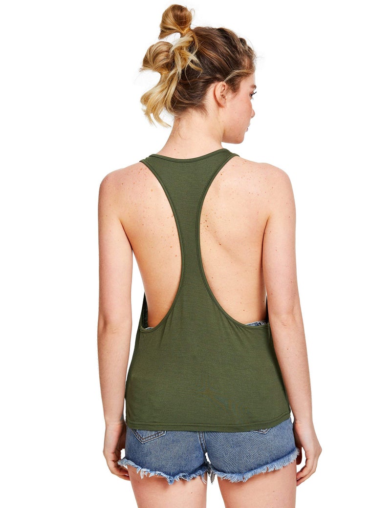 THE BLAZZE Women's Cotton Racerback Tank Top (Small(32"/80cm - Chest), Army Green) - Image 2