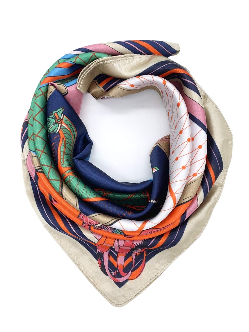 YOUR SMILE Silk Feeling Scarf Women's Fashion Pattern Classic Checker Large Square Satin Headscarf (319) - Image 1