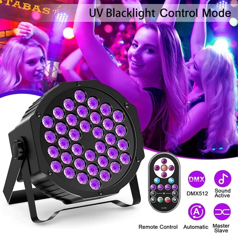 UKing 36LED Black Lights, 72W UV Stage Lights Blacklight with Glow in The Dark Party Supplies by DMX Remote Control for Halloween Stage Lighting (1 Pack) - Image 4