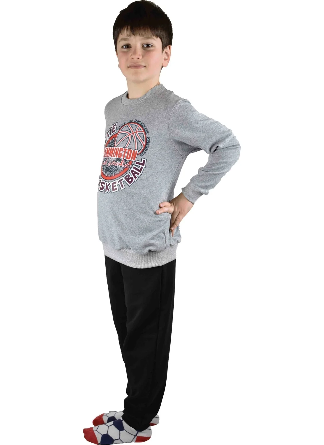 Bluence Men's Waiter Printed Gray Cotton Tracksuit Set