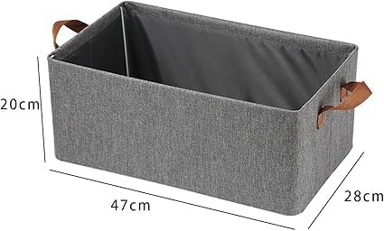 Wardrobe Organizer For Clothes With Metal Frame Rectangle Storage Baskets Clothing Fabric Box Handles Shelf Basket Pants Jeans Pack Of 3 Grey - Image 5