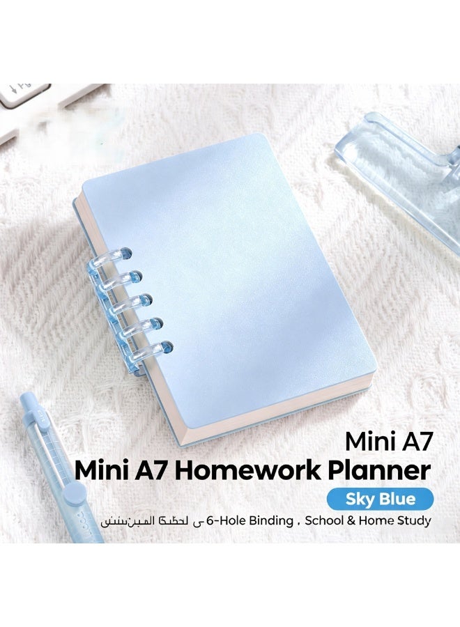 QZ Set of 4 A7 Mini Loose-Leaf Homework Tracker Notebooks, Macaron Pastel Pocket Student Assignment Record Book, Portable Daily Task Planner School Stationery Pack - Image 4
