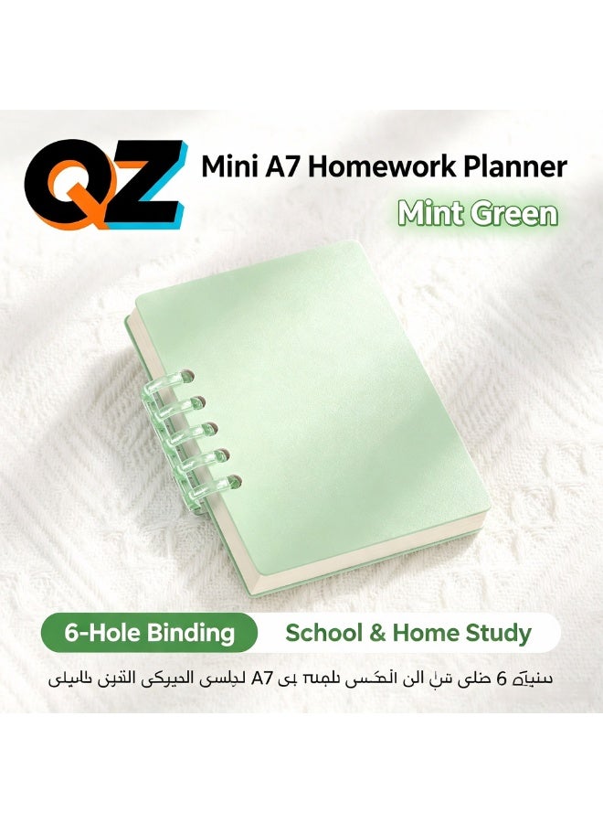 QZ Set of 4 A7 Mini Loose-Leaf Homework Tracker Notebooks, Macaron Pastel Pocket Student Assignment Record Book, Portable Daily Task Planner School Stationery Pack - Image 3