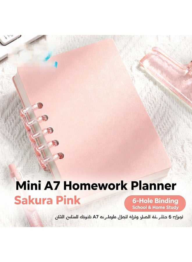 QZ Set of 4 A7 Mini Loose-Leaf Homework Tracker Notebooks, Macaron Pastel Pocket Student Assignment Record Book, Portable Daily Task Planner School Stationery Pack - Image 5