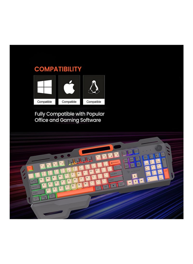 Arizone K91 Meta Cover Gaming Keyboard – Metal Body, RGB, English/Arabic Multi Color - Image 3