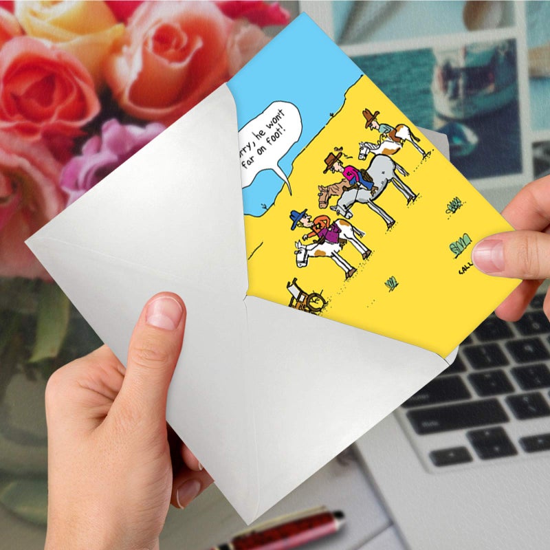 NobleWorks - 1 Funny Cartoon Card for Birthdays - Humor Bday Comic, Notecard with Envelope - Won't Get Far on Foot C6277BDG - Image 5