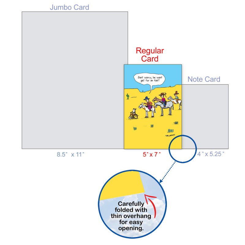 NobleWorks - 1 Funny Cartoon Card for Birthdays - Humor Bday Comic, Notecard with Envelope - Won't Get Far on Foot C6277BDG - Image 4