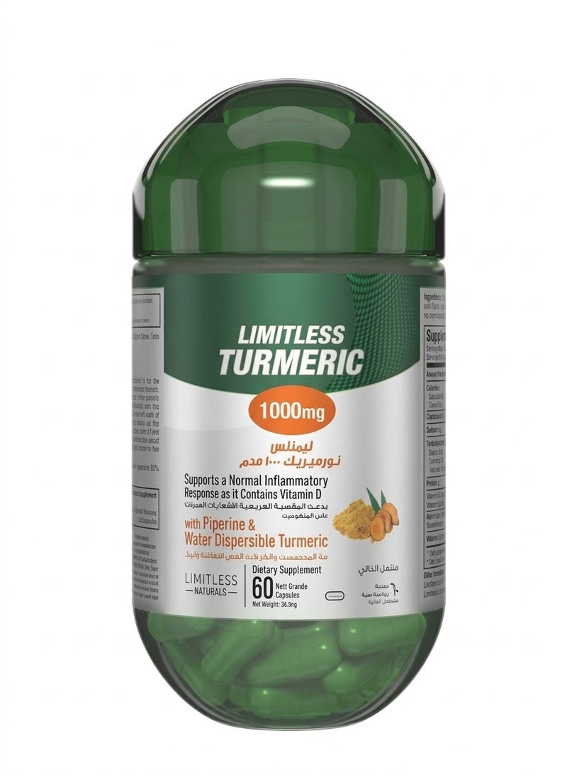 Pack of 60 Turmeric capsules (1000 mg)