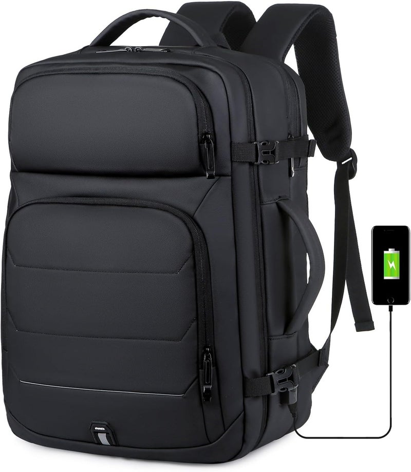 RAHALA Laptop Bag Expandable Backpack for 15.6 inch LapotpTravel Backpack Water-resistant Business School Backpack with USB RAL2201 Black - Image 1