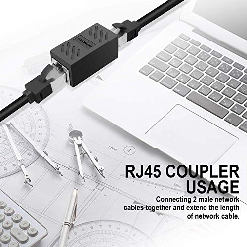 FENTICO RJ45 Coupler Female to Female Ethernet Coupler Jointer in-Line Coupler for Cat7 Cat6 Cat5 Cat5e Ethernet Cable Extender Adapter (Black) - 1 Pc - Image 3