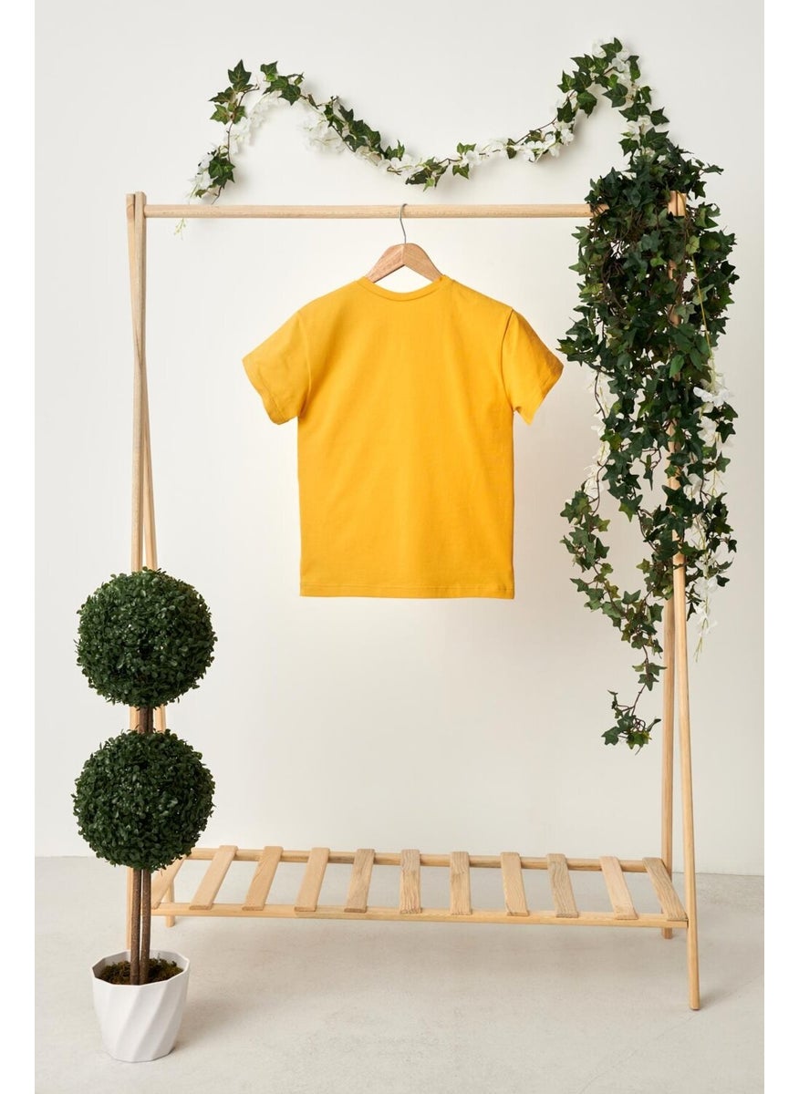 Babygiz Mustard Girl's Short Sleeve Crew Neck Anti-Sweat, Comfortable Cotton Combed T-Shirt  - Image 5