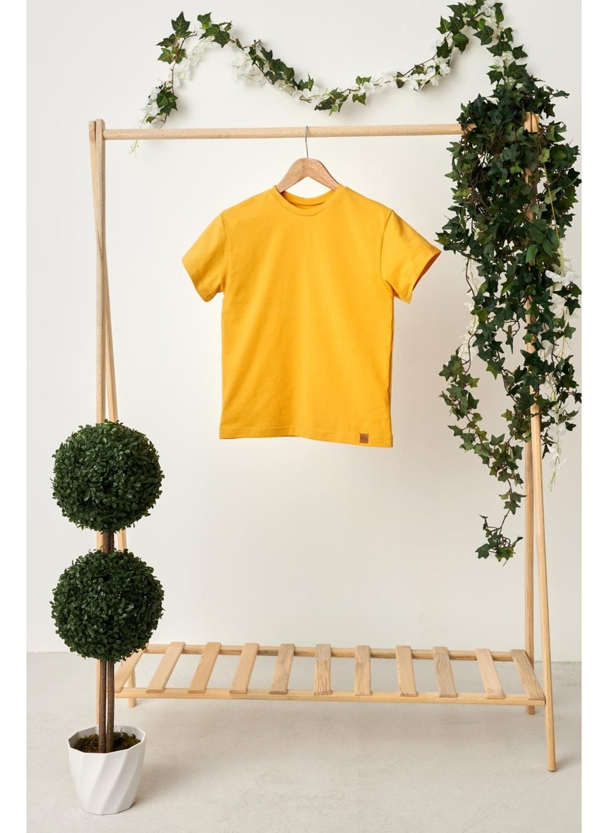 Babygiz Mustard Girl's Short Sleeve Crew Neck Anti-Sweat, Comfortable Cotton Combed T-Shirt  - Image 4