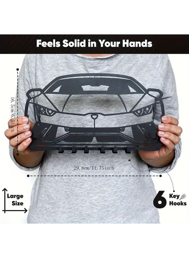 Black Wall Mounted Car Key Holder With 6 Hooks Gift For Car Enthusiasts - Image 4