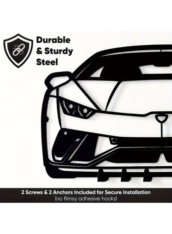 Black Wall Mounted Car Key Holder With 6 Hooks Gift For Car Enthusiasts - Image 5