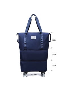 Waterproof Large Capacity Luggage Bag with Universal Wheels for Business Trips Student Traveling Maternity Storage Bag Navy blue with wheels