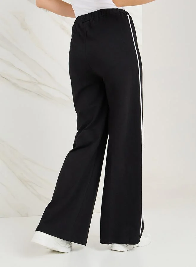 Styli Contrast Side Panel Detail Wide Leg Pants