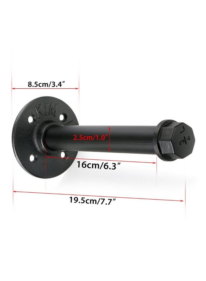 Sumnacon Sumnacon 2 Pcs 7.7 Inch Industrial Pipe Clothes Bar - Heavy Duty Rustic Metal Coat Hanger with Screws, Wall-Mounted Garment Holder Rack for Bedroom/Bathroom/Cabinet/Boutique/Clothing Store, Black  - Image 2