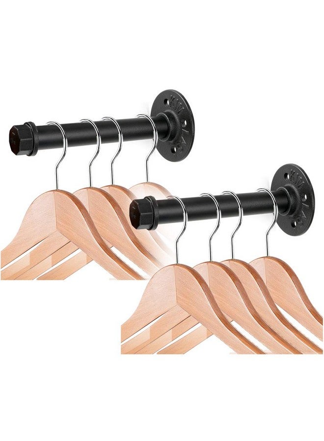 Sumnacon Sumnacon 2 Pcs 7.7 Inch Industrial Pipe Clothes Bar - Heavy Duty Rustic Metal Coat Hanger with Screws, Wall-Mounted Garment Holder Rack for Bedroom/Bathroom/Cabinet/Boutique/Clothing Store, Black  - Image 1