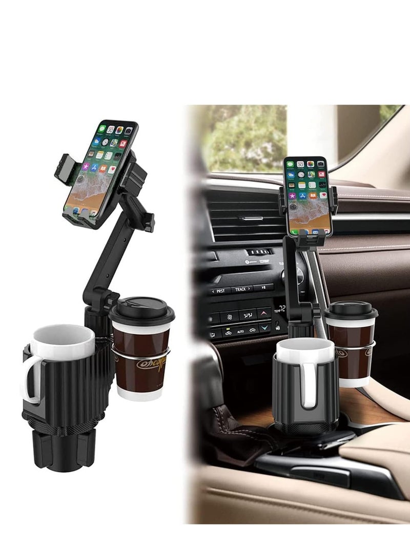 Cup Phone Holder Car Mount, Universal Auto Cell Phone Stand with Drink Expand Cup Holder for SUV | Automobile | Truck | Compatible with iPhone & Samsung and Other Android Smartphone-Black - Image 1