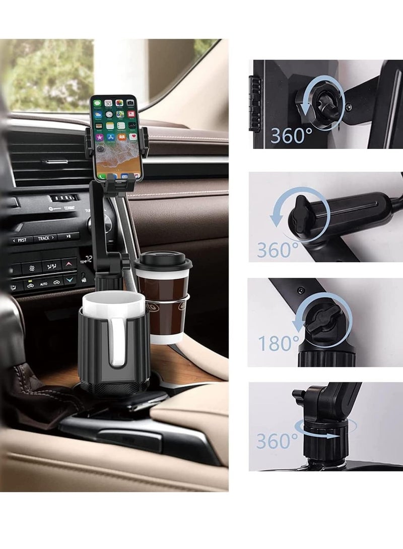 Cup Phone Holder Car Mount, Universal Auto Cell Phone Stand with Drink Expand Cup Holder for SUV | Automobile | Truck | Compatible with iPhone & Samsung and Other Android Smartphone-Black - Image 3