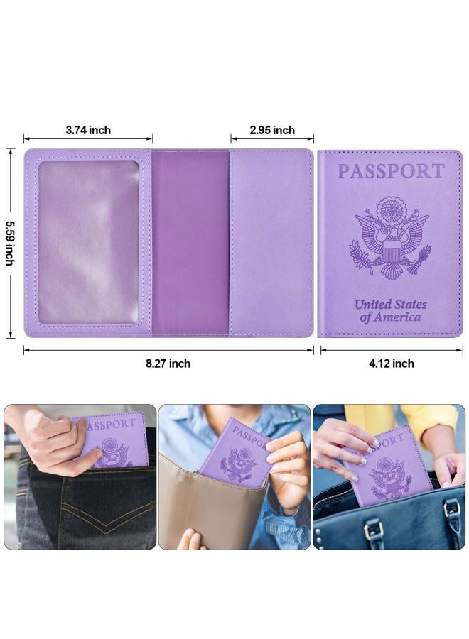 Eoehro Passport Holder Wallet Cover Case, Travel Essentials for Women and Men, AL-Purple, 5.6" x 4" x 0.2" (L x W x D), Simplicity - Image 3