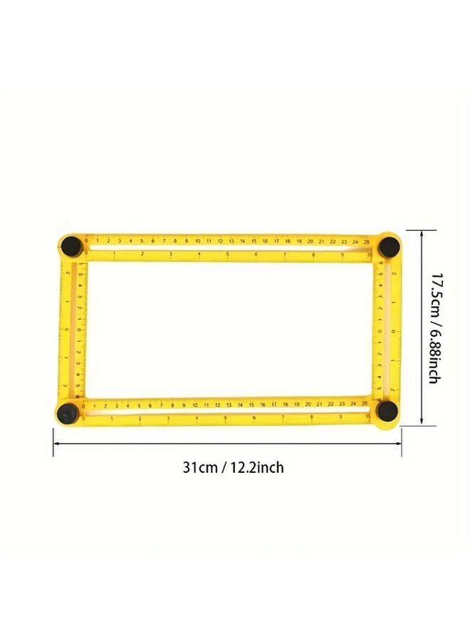 Yellow 4 In 1 Multi Angle Folding Square Ruler ABS Plastic For Industrial Measurements - Image 1