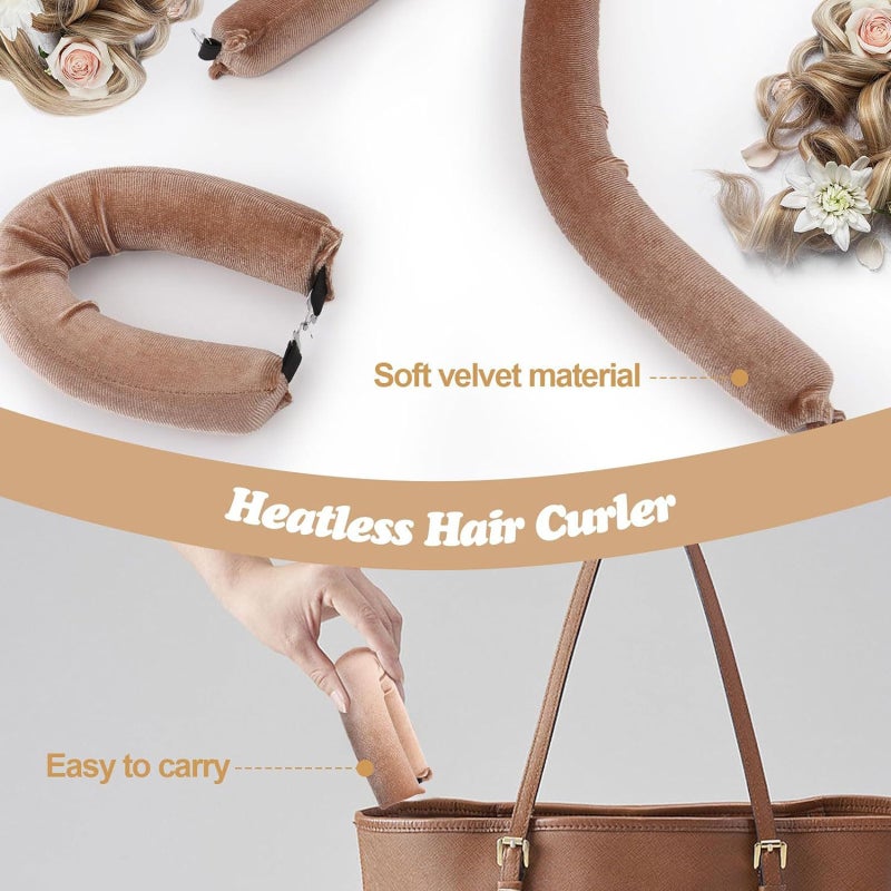 Heatless Hair Curling Kit: 3 Black Velvet 3cm x 27cm Rods, Damage-Free Styling - Sleep-In Design, Natural Big Curls for Home, Travel and DIY Hair Styling Beginners - Image 2