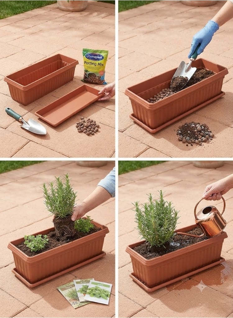 Cosmoplast Exotica Planter with Tray for Plants - Terracotta - Image 2