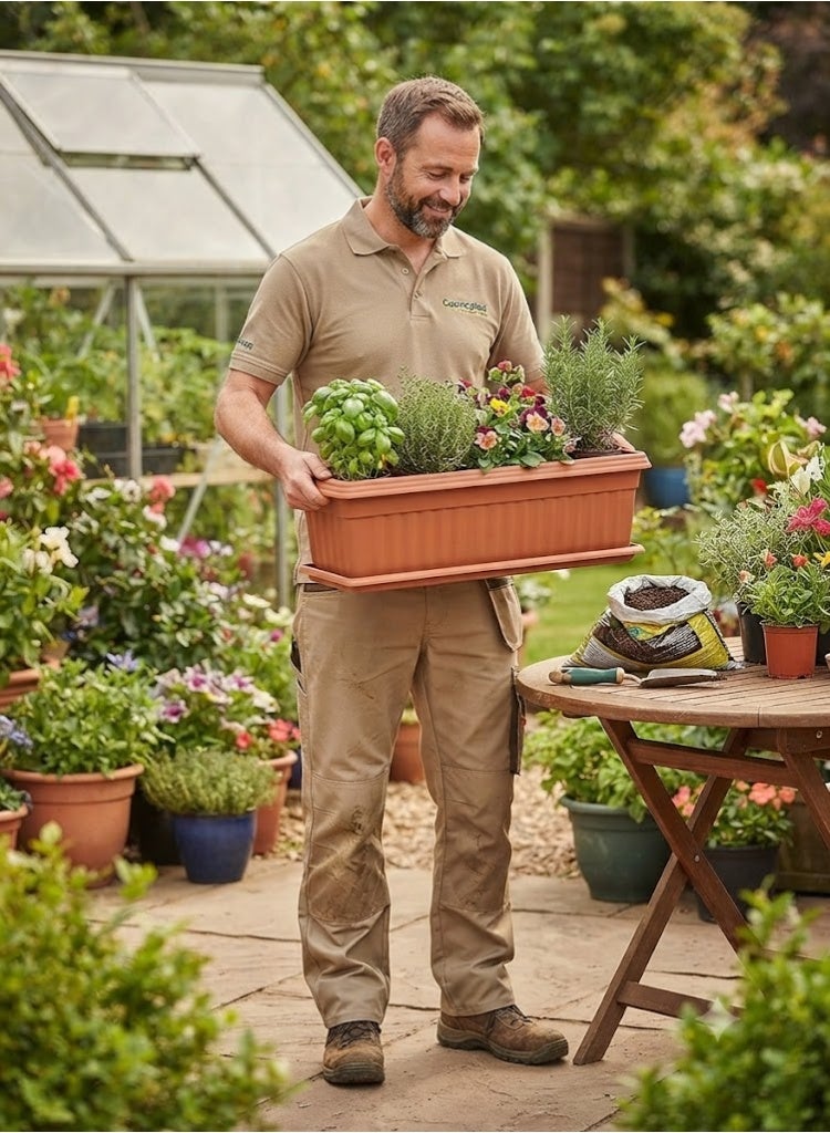 Cosmoplast Exotica Planter with Tray for Plants - Terracotta - Image 3