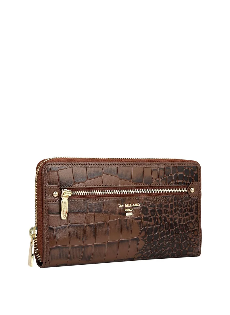 دا ميلانو محفظة نسائية جلد طبيعي بني من دا ميلانو