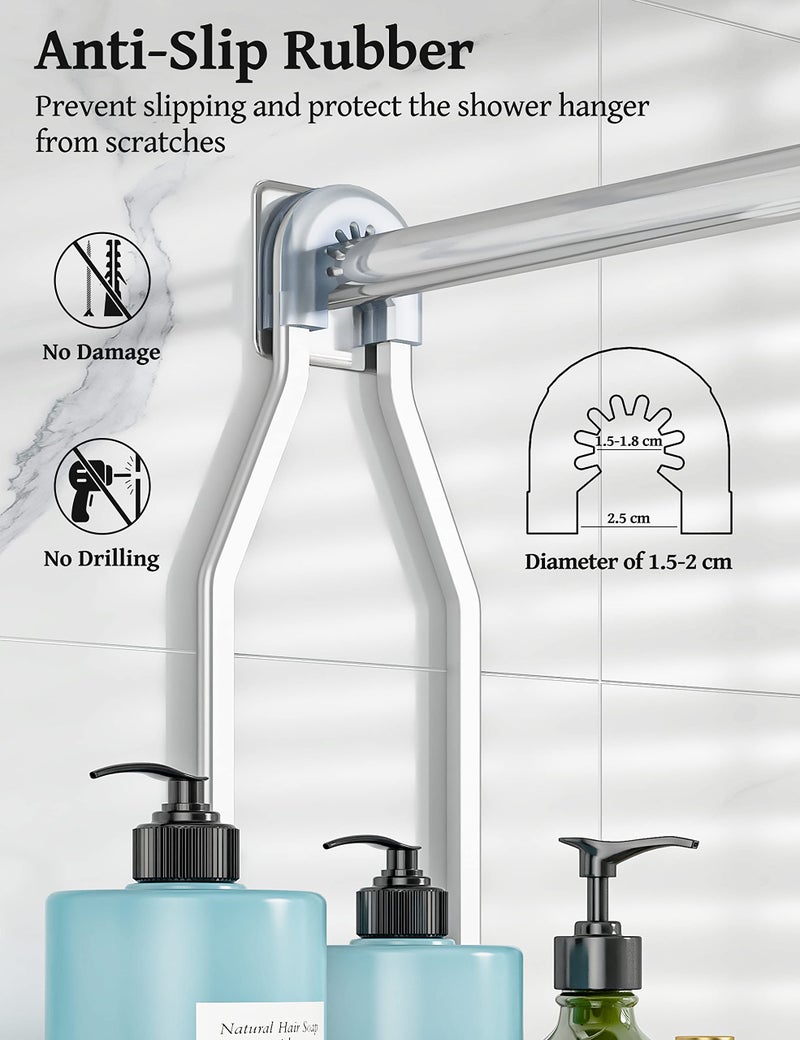 YASONIC Shower Caddy Hanging - Never Rust Shower Organizer - Aluminum Over The Shower Head Caddy with 10 Hooks for Razor/Sponge - Shower Rack with Soap Basket - Silver - Image 5