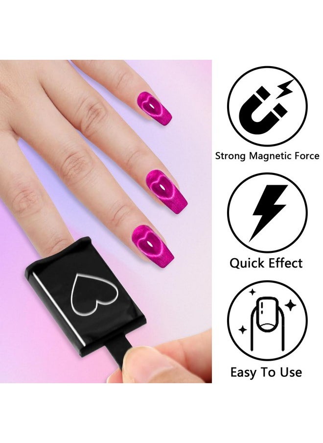 Laza - Laza 12 Pcs Nail Magnet Set, Super Strong Cylinder Magnet, Heart Magnet for Nails Double-head Magnet Wands for Magnetic Nails, 9D Galaxy Cat Eye Nail Art, Magnetic Nail Polish - Image 1
