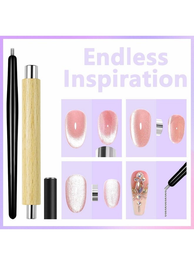 Laza - Laza 12 Pcs Nail Magnet Set, Super Strong Cylinder Magnet, Heart Magnet for Nails Double-head Magnet Wands for Magnetic Nails, 9D Galaxy Cat Eye Nail Art, Magnetic Nail Polish - Image 1