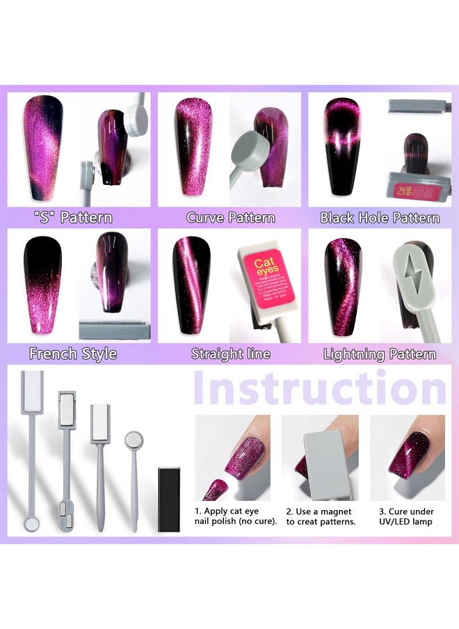 Laza - Laza 12 Pcs Nail Magnet Set, Super Strong Cylinder Magnet, Heart Magnet for Nails Double-head Magnet Wands for Magnetic Nails, 9D Galaxy Cat Eye Nail Art, Magnetic Nail Polish - Image 1