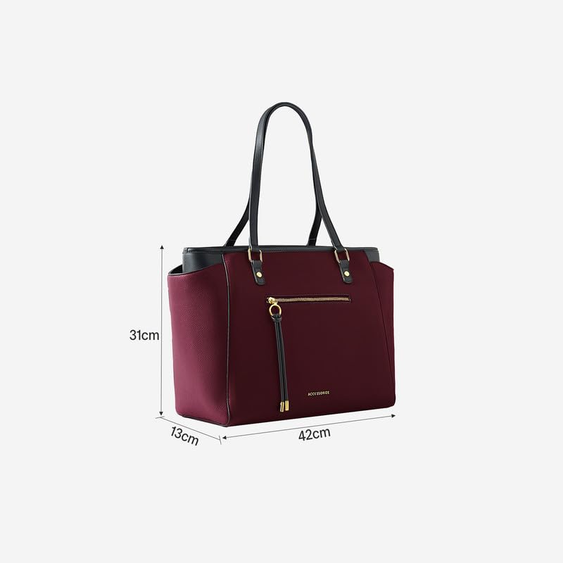 Accessorize London Women's Serene Burgundy Work Tote Bag | Elegant Office Bag | Stylish Shoulder Purse | Gift for Women - Image 5