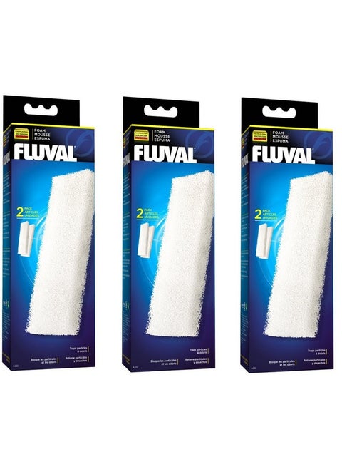 (3 Pack) Fluval Filter Foam Block 204/205 and 304/305, 2 Blocks each