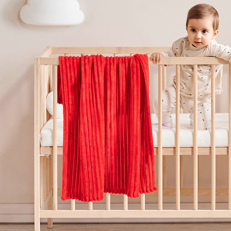 MIULEE Christmas Red Fleece Blanket with Stripe Pattern Fuzzy Flannel Soft Warm Throw Blanket Plush Cozy Boho Decor 30"x40" - Image 2