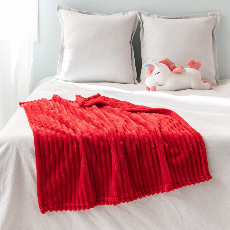 MIULEE Christmas Red Fleece Blanket with Stripe Pattern Fuzzy Flannel Soft Warm Throw Blanket Plush Cozy Boho Decor 30"x40" - Image 3