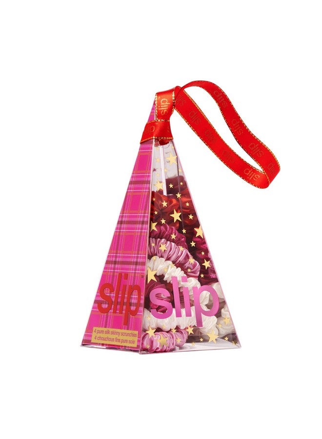 slip Skinny Scrunchies in Ornament Packaging: Anti-Crease, Anti-Breakage Slipsilk™ Design Protects Delicate Hair | Includes 4 Pure Silk Scrunchies, Aggie - Image 4