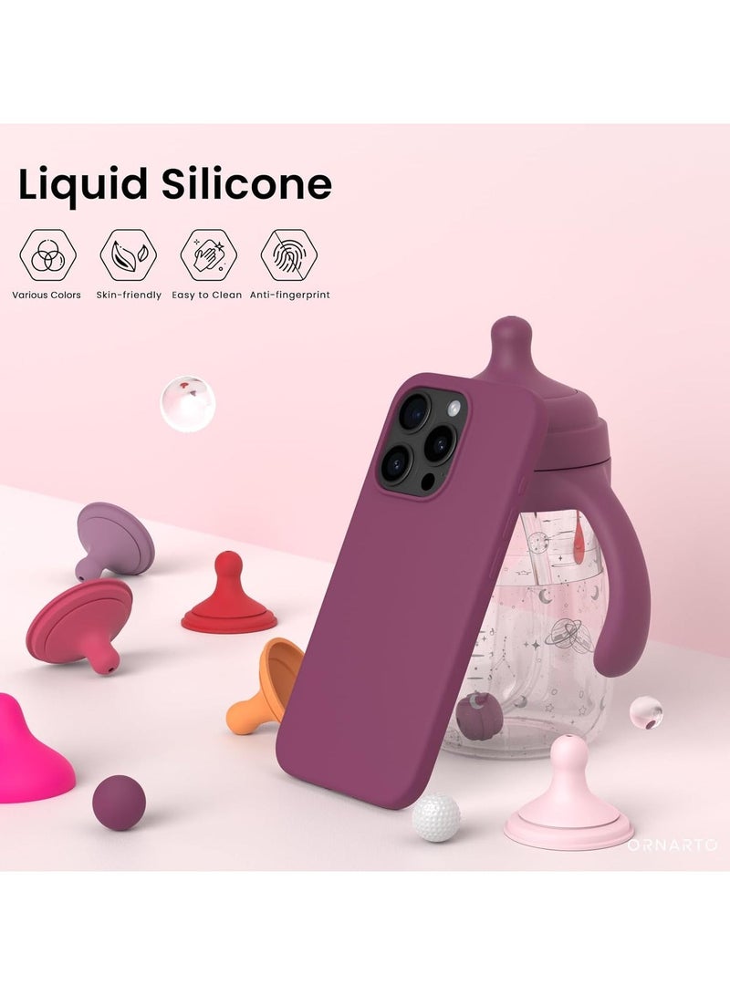 Compatible with iPhone 13 Pro Max Case 6.7 Inch Slim Liquid Silicone 4 Layers Soft Gel Rubber Shockproof Protective Phone Case with Anti Scratch Microfiber Lining (Wine Red) - Image 3