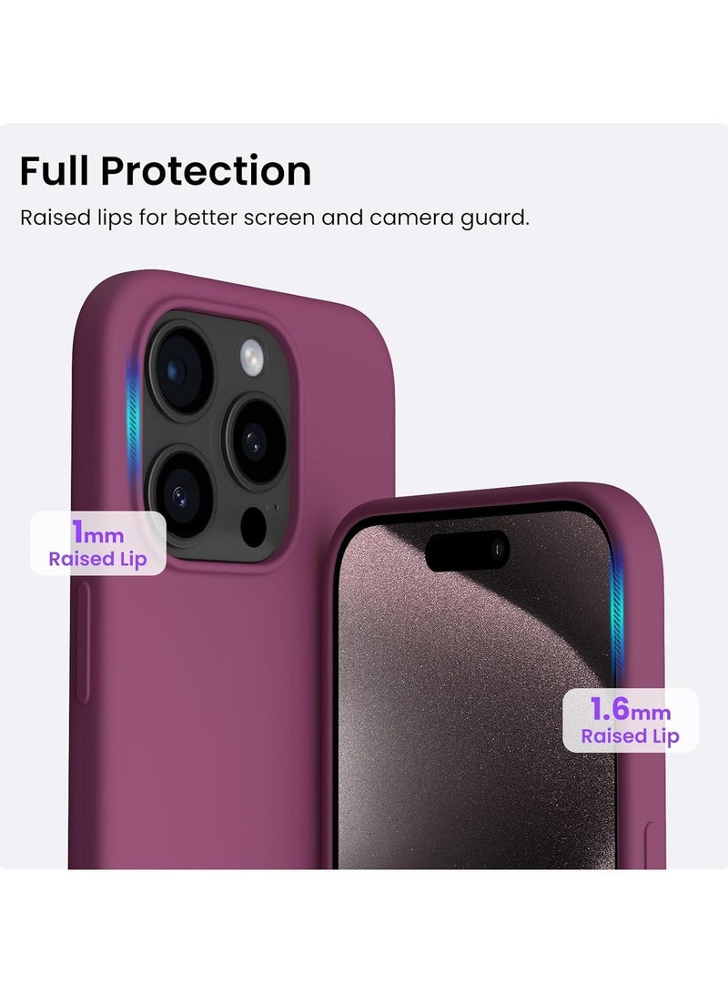 Compatible with iPhone 13 Pro Max Case 6.7 Inch Slim Liquid Silicone 4 Layers Soft Gel Rubber Shockproof Protective Phone Case with Anti Scratch Microfiber Lining (Wine Red) - Image 2