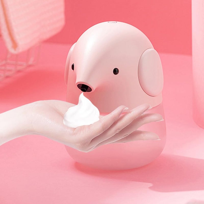 AMYESE Automatic Soap Dispenser for Kids Cute Pink Elephant Touchless Foaming Hand Soap Dispenser Waterproof USB Rechargeable 135oz 400ml for Bathroom Countertop Kitchen Preschool Children