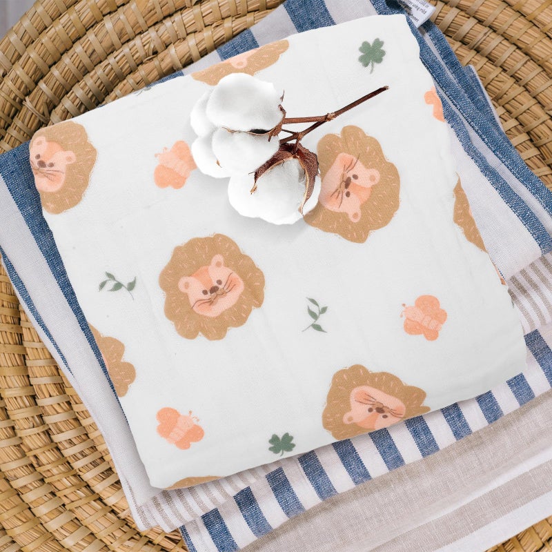 Soft Breathable Cotton Muslin Receiving Blanket for Newborn Boys Lightweight Nursery Stroller - Image 5