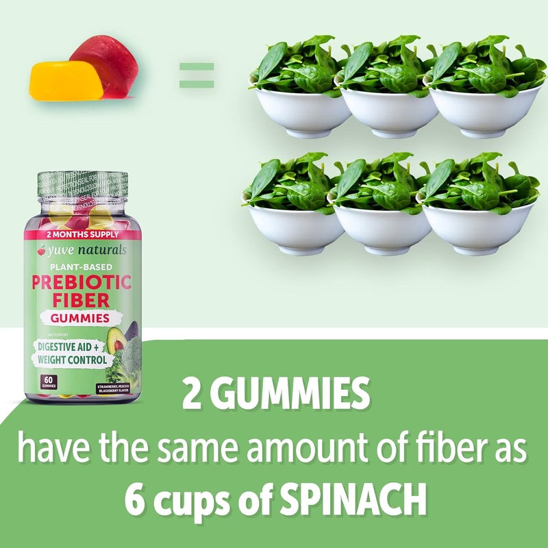 Yuve Prebiotic Fiber Gummies  Delicious  3g Soluble Fiber Supplement  Supports Digestive Health  Regularity  Vegan  GlutenFree Fiber Gummies for Adults  Kids  NonGMO  Low Sugar  60 Count - Image 4