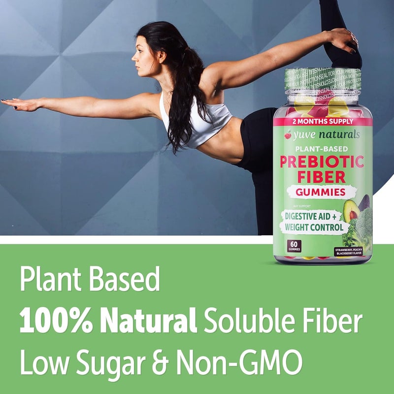 Yuve Prebiotic Fiber Gummies  Delicious  3g Soluble Fiber Supplement  Supports Digestive Health  Regularity  Vegan  GlutenFree Fiber Gummies for Adults  Kids  NonGMO  Low Sugar  60 Count - Image 3