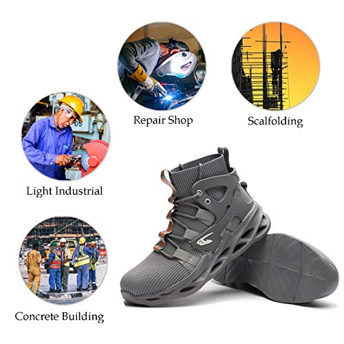 ORISTACO Work Safety Steel Toe Boots, Lightweight Breathable Industrial Construction Boots, High Cut 799 Grey 47 - Image 5