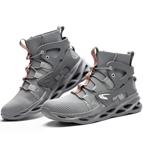 ORISTACO Work Safety Steel Toe Boots, Lightweight Breathable Industrial Construction Boots, High Cut 799 Grey 47 - Image 1