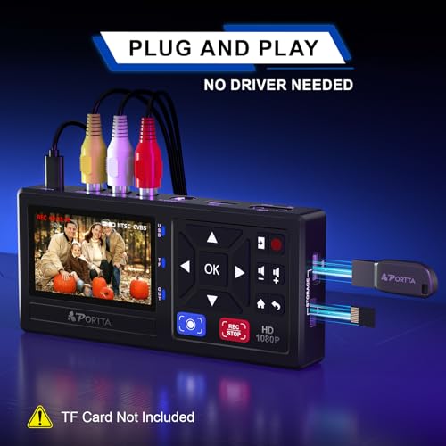 Portta محول AV إلى HDMI 1080P، محول RCA إلى HDMI، محول صوت وفيديو مركب CVBS، يدعم PAL/NTSC، متوافق مع VHS/VCR/PS3/N64/Wii/STB/Xbox/بلو راي/مشغلات DVD - Image 3