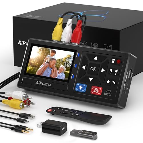 Portta محول AV إلى HDMI 1080P، محول RCA إلى HDMI، محول صوت وفيديو مركب CVBS، يدعم PAL/NTSC، متوافق مع VHS/VCR/PS3/N64/Wii/STB/Xbox/بلو راي/مشغلات DVD - Image 1