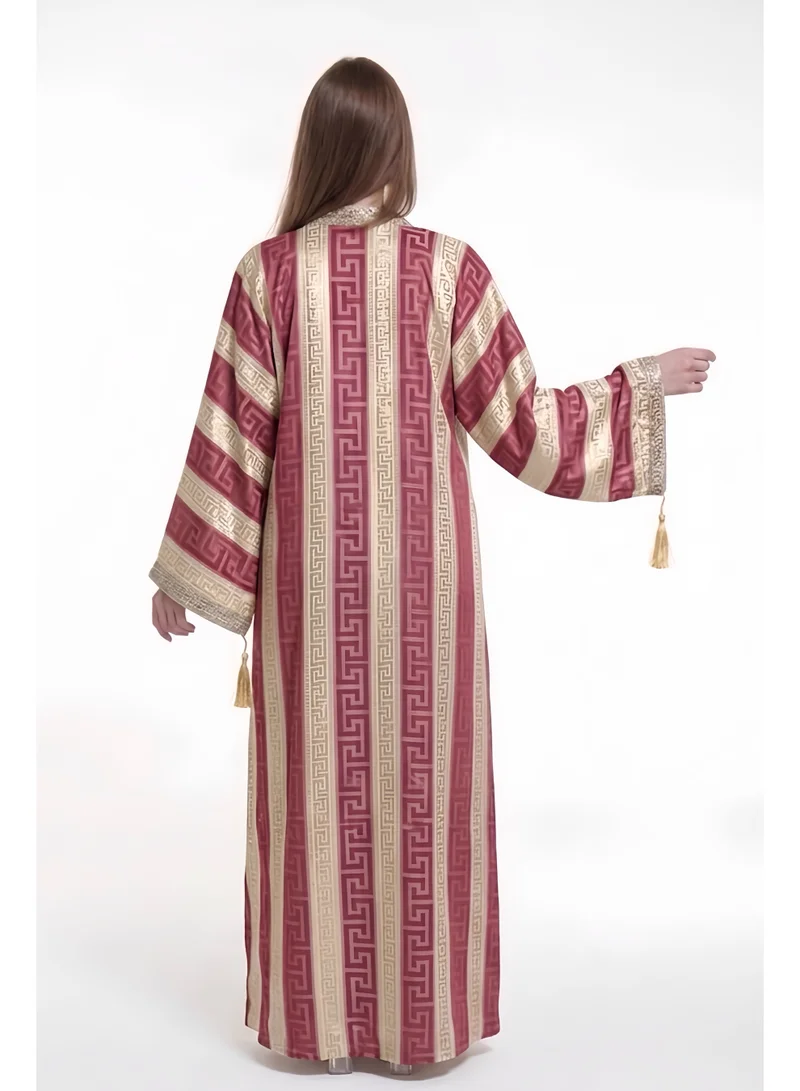 Al Bent Al Sharqieh Burgandy Women Kimono Dress Open Front Arabian wear for Women | Best Price UAE
